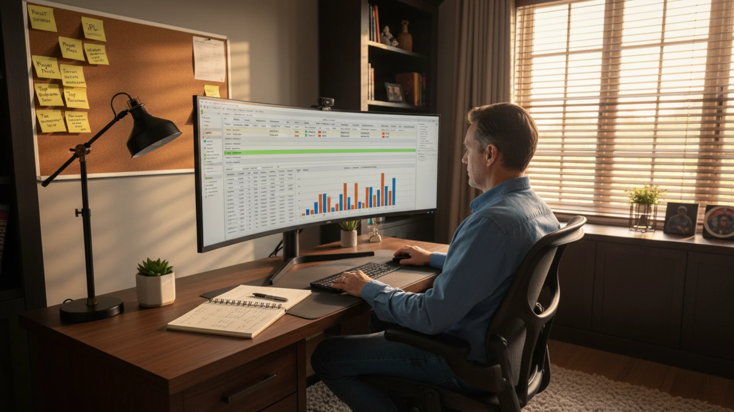 Professional bettor with organized workspace showing focused cricket market research strategy