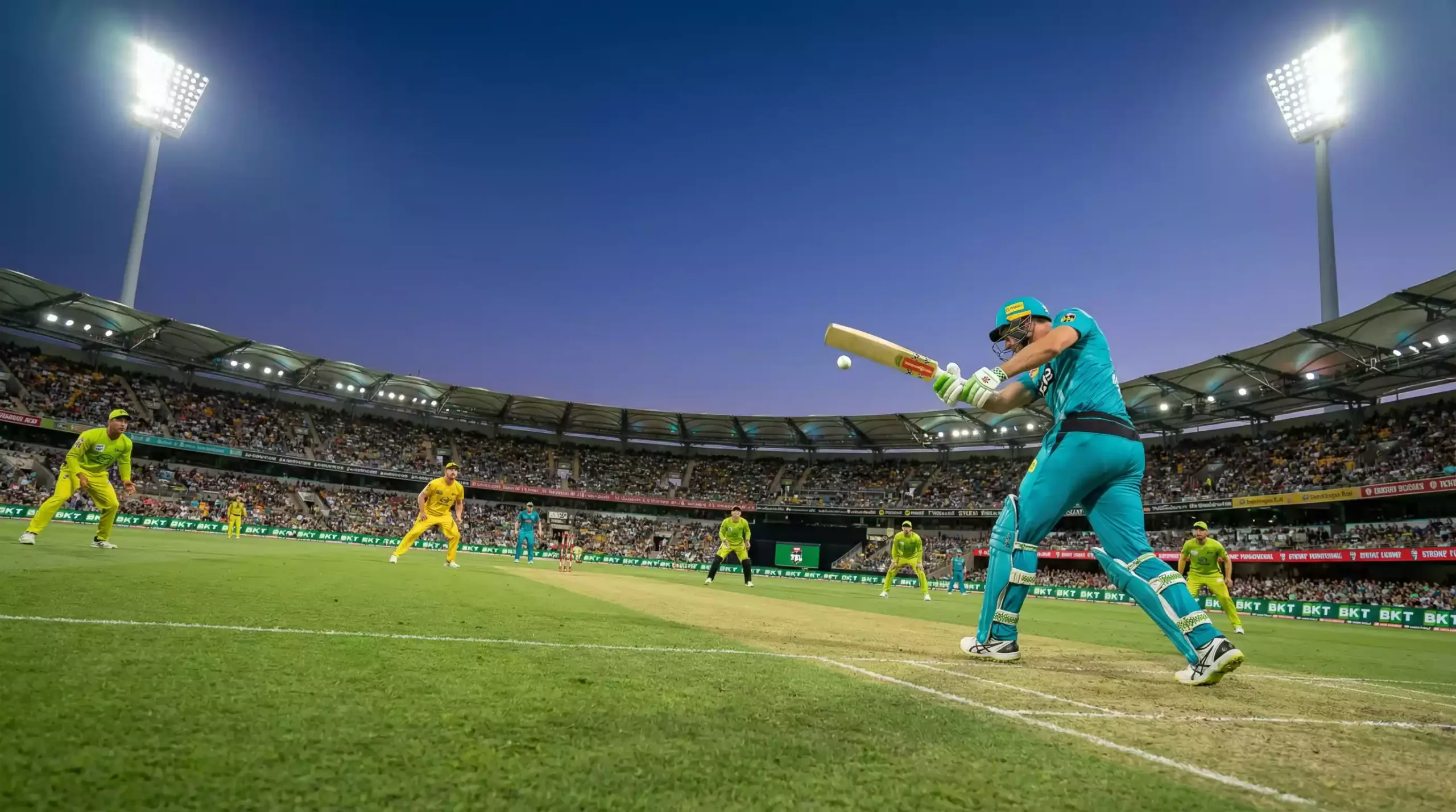 Big Bash League T20 match at night in an Australian cricket stadium